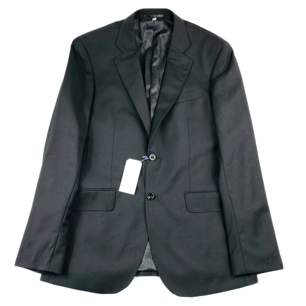 Hardy Amies Solid Black Pure Wool Mens Blazer‎ Size 40L NWT